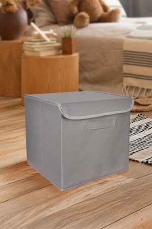 صندوق تخزين مغطى من ألياف من الدرجة الرمادية من MNZ PRENDİSPT009 - PRENDİ HOME