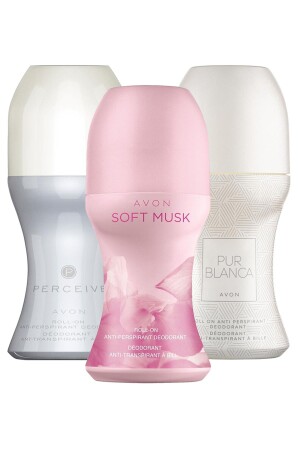MNZ- Pure Blanca- Perceive و Soft Musk Triple Women's Rollon Pack - Avon