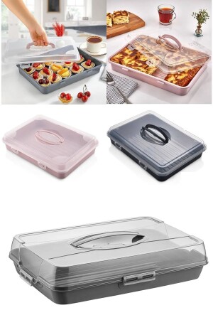 MNZ- مستطيل مقفل كعكة الكعك الكعك Pyrex حاوية نقل وتخزين 35 سم LGY-00321 - LaGabya