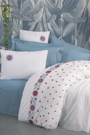 MNZ-منقوشة Ranforce غطاء المزدوج المطبخ مجموعة ميبل زرقاء 8680108067963 - Cotton Box