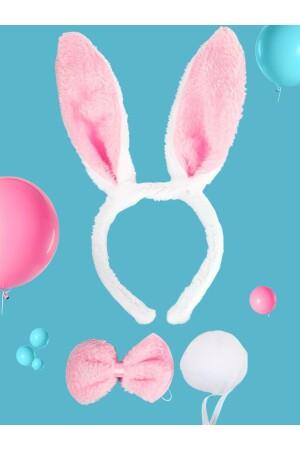 مجموعة عرض من أرنب MNZ (التاج + ربطة القوس + ذيل) لون وردي - Reilaparty