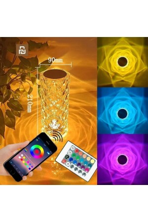 مصباح الطاولة الكريستالية المتحكم بالمنطقة (MNZ) RGB لون تغيير الضوء الليلي 16 ألوان 4 أوضاع التحكم باللمس - Genel Markalar