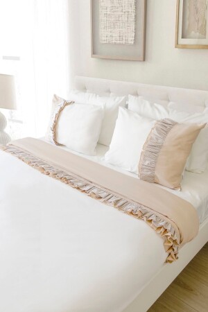 خط التربة من المنطقة (MNZ) البيضاء التفصيلية المزجة القطن العصري المُسطح المزدوج غطاء غطاء RHN20 - RİTMOHOME