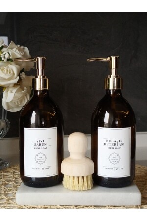 MNZ-بيض الرخام المرفق مع فرشة الذهب السائل صابون طبق صابون زجاجة مجموعة rn-بيض البيضاء - Reoona