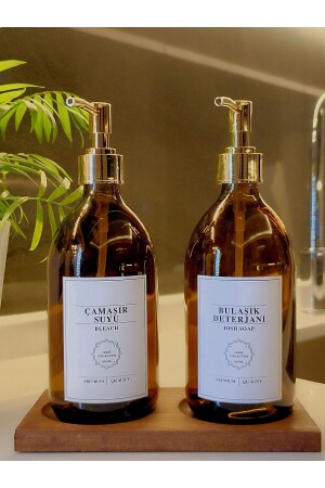 MNZ-مصادرة للماء زاوية خشبية قفزة زاوية ذهبية بيضاء الأطباق صابن زجاجة مجموعة rna. زاوية - Reoona