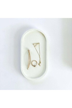 MNZ-جواهر لوحة ديكورات بوهيمية مجوهرات منظمة منظمة سلة الخرسانة أبيض - Robertasarım