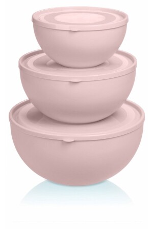 كأس من نوع MNZ- Round Bowl مع غطاء مجموعة من 3 حبة لون (0.6l + 2.5l + 4l) P703 - Melkan Home