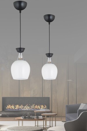 مصباح معلق واحد MNZ جرة جرس سوداء مع زجاج أبيض كروم فاخرة عصرية تراجعية الشنابل s455761 - Docklight