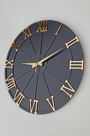 ساعة جدارية من الخشب الأسود MNZ مع أرقام رومانية SCS0017 - Genel Markalar