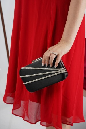 MNZ-سود ساتين الفضة الأفقية ثلاثة صفوف من الملحقات الحجرية نموذج أوفال ملابس المساء حقيبة النساء SCX00BYKKTKYÜT - LULE BAGS