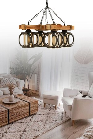 MNZ-أصلي الخشب رباعي قفص النبوب الزجاجي شمعة SEF116 - ŞL Şef Light