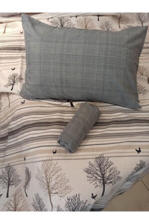 MNZ - شجرة الحياة الجديدة نمطية غطاء واحد غطاء مع ورقة مرنة - الرمادي - Şener Home