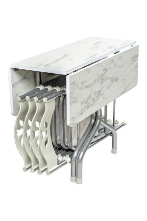 مقعد مائدة مربع أبيض مزق MNZ Set 1051 - Eportatif