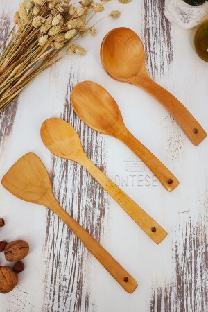 ملعقة مطبخ من الخشب من نوع MNZ Set 4 قطع ملعقة خشب البيش والبوكس و الخشب البامبو ynahş2 - MONTESEV