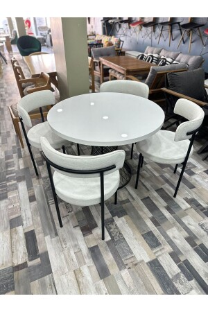 مقعد مائدة منقلبة من MNZ Set أسود ساق مائدة بيضاء - Ankara Dinç Metal Sehpa