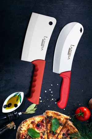 سكين مطبخ MNZ Set Cleaver Armor Onion Patty Pizza Cutter لحم خبز الخبز سكين الخضروات - Lazbisa