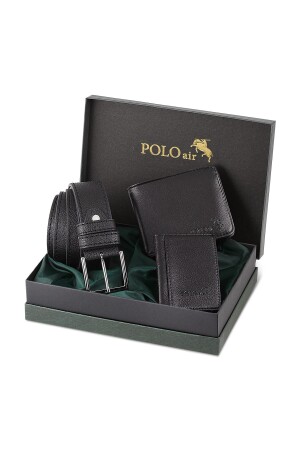 صندوق MNZ الأسود الكلاسيكي للمرأة محفظة حزام بطاقة حامل مجموعة SETE-3012-S - polo air