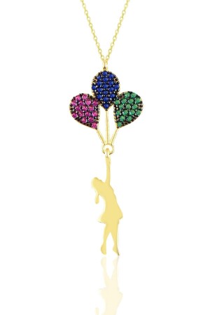 MNZ-الفضة الذهبية حلقة عنق فتاة مع البالون SGTL10605 - Söğütlü Silver