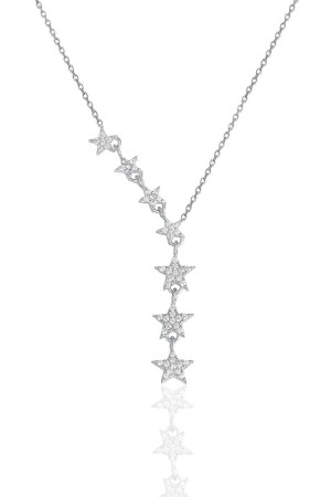 MNZ-الفضة الروديوم الجديد الزيركون حجر اطلاق النار النجوم العنق SGTL11183 - Söğütlü Silver