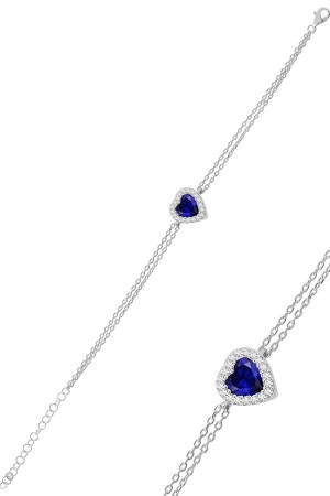 سوار من قلوب MNZ مع الروديوم الفضي والحجر الصافير والماسة مع وضع SGTL11751LACIVERT - Söğütlü Silver