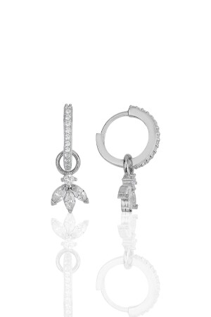 MNZ-الفضة الروديوم زيركون ثلاث حجارة لوتوس أذواق زهرة SGTL11943 - Söğütlü Silver