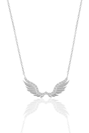 (MNZ- Silver Wing Necklace SGTL10402ROUNDAGE) - Söğütlü Silver
