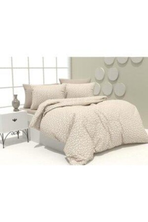 MNZ- Single Star Cream Duvet Cover Set مع ورق مسطحة K2 EMBLJ006 - EVİMCE