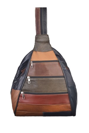 حقيبة ظهر نسائية من الجلد الأصلي من MNZ و كيس كتف - نموذج قرد متعدد القسمات - أزرق داكن - R Rojinins