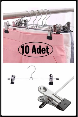ملابس من المعدن المضخمة من MNZ & Skirt Hanger Silver >< 10 قطع - Ezmk Ev Gereçleri