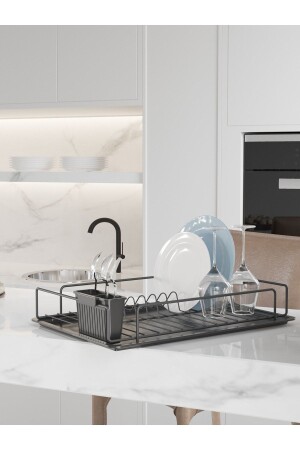 MNZ-مكونة من طبقة واحدة رف الصحنات رف الأطباق المطبخات المقطوعة السوداء المعدة المعدة SM010 - SUNTEL BANYO MUTFAK AKSESUARLARI