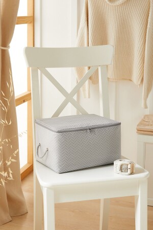 MNZ- Small Size Gray Herringbone Base حقيبة تنظيم حقيبة تخزين 30x22x18 - Ocean Home Textile