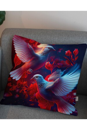 كاشن هدية مطبوعة رقميا من MNZ مع حمام و وردة حمراء الصورة - قضية وسادة SNT - Hayal Dekoratif