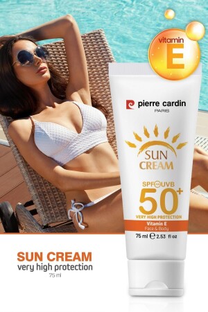 MNZ- SPF 50 كريم أشعة وجهاً وجسداً 75 مل حماية عالية جداً للجلد العادي والجاف - Pierre Cardin