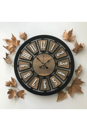 ساعة جدار خشبية مصنوعة يدويًا من MNZ ، تصميم أصلي ومحاصر ، خيار هدية مخصص ST23421 - Pi Ahşap Tasarim