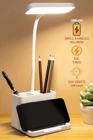 مصباح مكتب مكنسة التشغيل من MNZ لون دافئ قابل للتعديل مع الهاتف Stand Dimmer Light Q108 - Soft Kare
