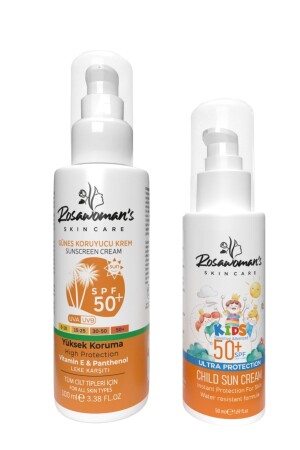 كريم الشمس من MNZ- Sun Cream 100 ml كريم الشمس للأطفال 50 ml + 50spf حجم العائلة مجموعة من 2 54 - Rosawomans
