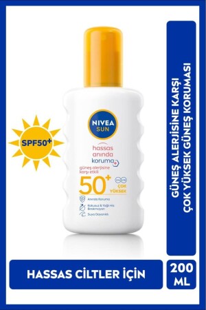 MNZ- Sun Protection Instant Sun Spray 200ml- SPF50- فعالة ضد الحساسية الشمسية- الجلد الحساس - Nivea