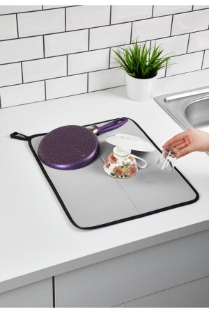 MNZ-طبق جفاف المطبخ جفاف المطبخ خفيفة الرمادي العداد المطبخ العلوي المطبخ Super Absorbent Nanoflex - Mibu