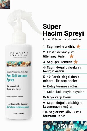 MNZ- Super Volume Spray 250 ml / Volume و Plumping Sea Salt Volu Spray - Navo