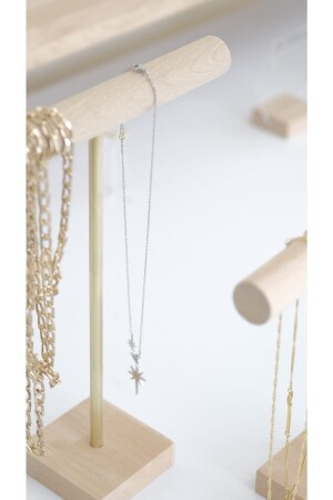 MNZ- الخشب والنحاس T معلقة عنق المجوهرات المنظم معلقة المجوهرات - Kpleksi