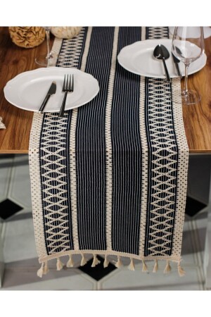 غطاء طاولة من طراز MNZ - Tassel Runner Table Cover Organic Cotton Runner 35x155 سم طاولة أعلى ركض - Tropikhome