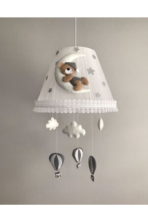 غرفة الأطفال من طراز MNZ - صانديلي قهوة ملابس رمدية دب Teddy Bear Cloud Coffee Gray with Balloon, teddy bear, gray balloon - Keçeli parti hayalleri