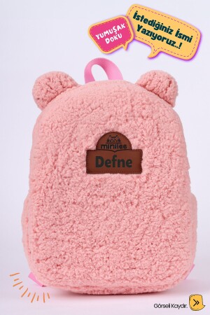 MNZ-[نكتب الاسم الذي تريده] - Teddy-Plush وردي 0-8 سنوات - الحضانة-حديقة الأطفال حقيبة ظهر - Minilee