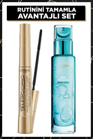 MNZ- Telescopic Gold Black Mascara + Therapy Moisture Aloe Vera Water عادي إلى مختلط PKTNEMALSNORMGLCHRST - L'Oreal Paris