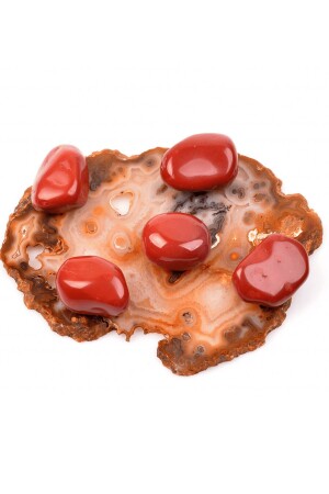 كتلة حجر الجياسبر الأحمر المثبتة من MNZ - حجم كبير - Tesbih Atölyesi