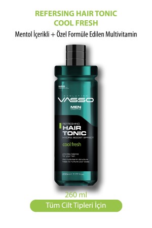 MNZ- Tonic Hair Refreshing مع المنتول والفيتامينات المتعددة - Tonic Hair 260 ml - Vasso Men