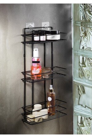 MNZ-مؤدى الحياة لا ينفجر الصمغ المتكاملة المسالة للمحطّم المُنظّمة للشامبو حاملة الحمام رف أسود Tş-03 - Sas Haus