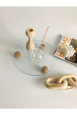 سلة زجاجية ديكورية MNZ، سلة زجاجية ذات أقدام كرة خشبية، لوحة مجوهرات الزجاج، منظمة الزجاج TYC004925996 - Shura Homeware