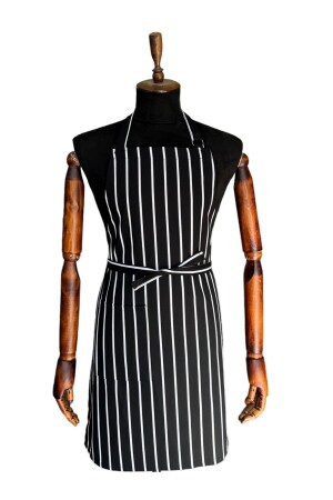 MNZ-سوداء بيضاء مشطرة Unisex Canvas قابلة للتعديل الشريط المفتش مطبخ باريستا كوك فرشاة - Tepe Üniforma