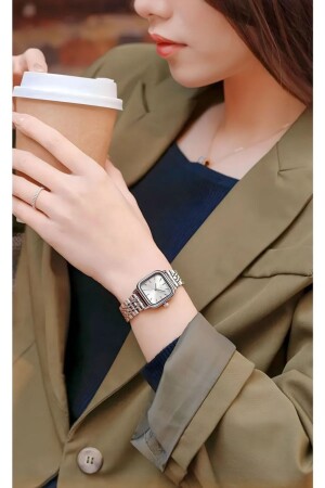 ساعة اليد من نوع MNZ Unisex الفضة الفولاذية الشريط الرجال والنساء الموسم الجديد الفضة العادية الفضة داخل الفضة البيضاء - LOOKUP